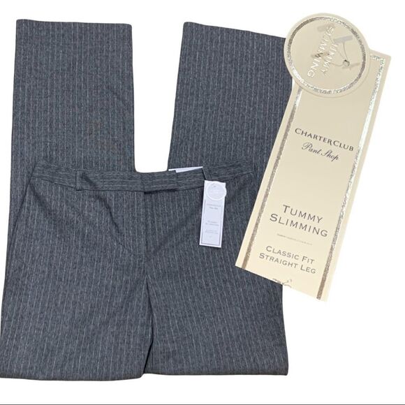 NWT Charter Club Tummy Control Gray Straight Leg Pants Sz 6 - Picture 5 of 11